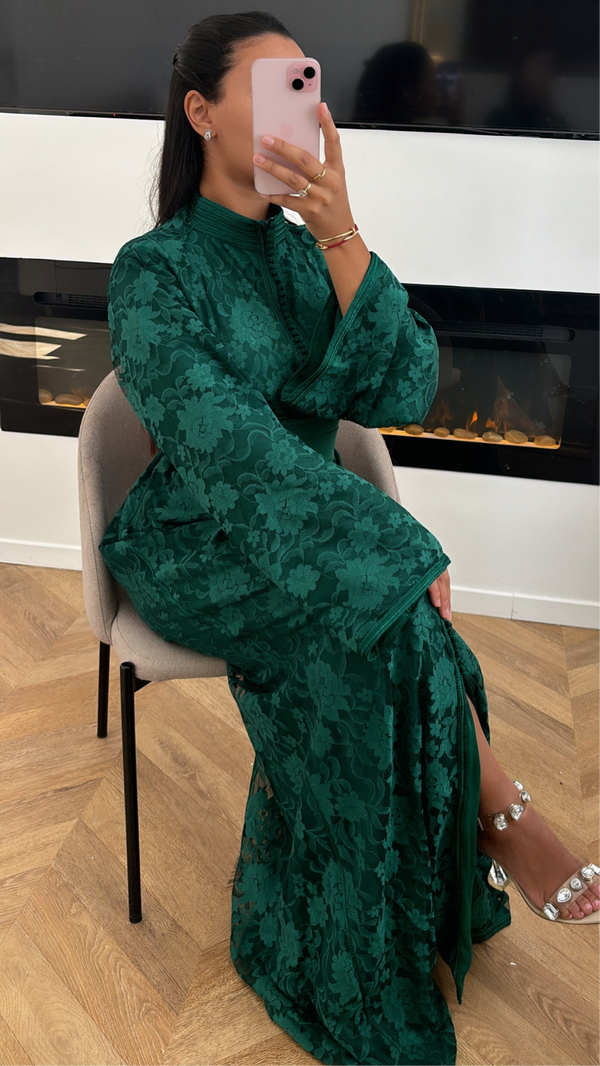 Caftan Sirène Dentelle Vert